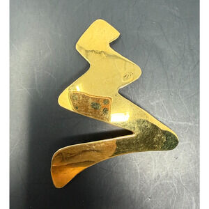 Vintage Abstract Gold Tone Modernist Brooch Pin 3 3/4"